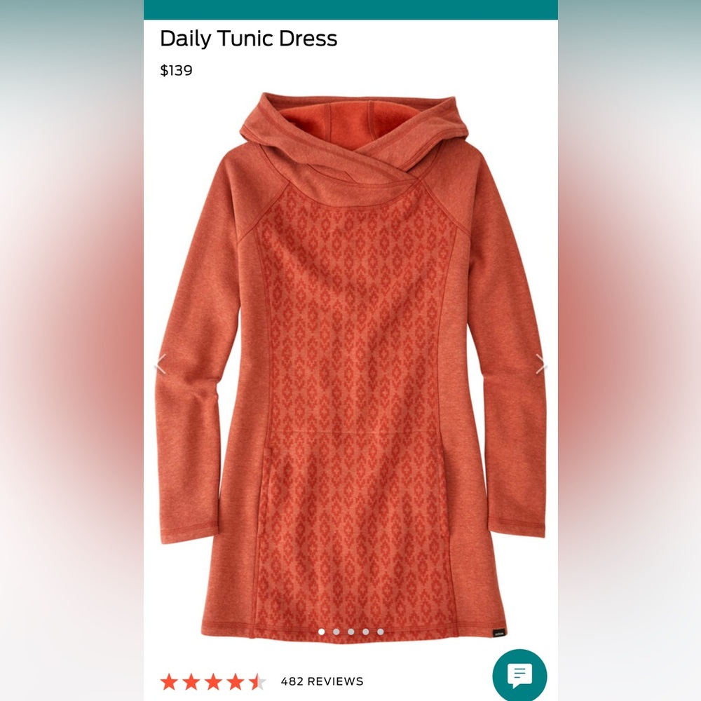 Prana Daily Tunic Dress in terracotta. Size Small.